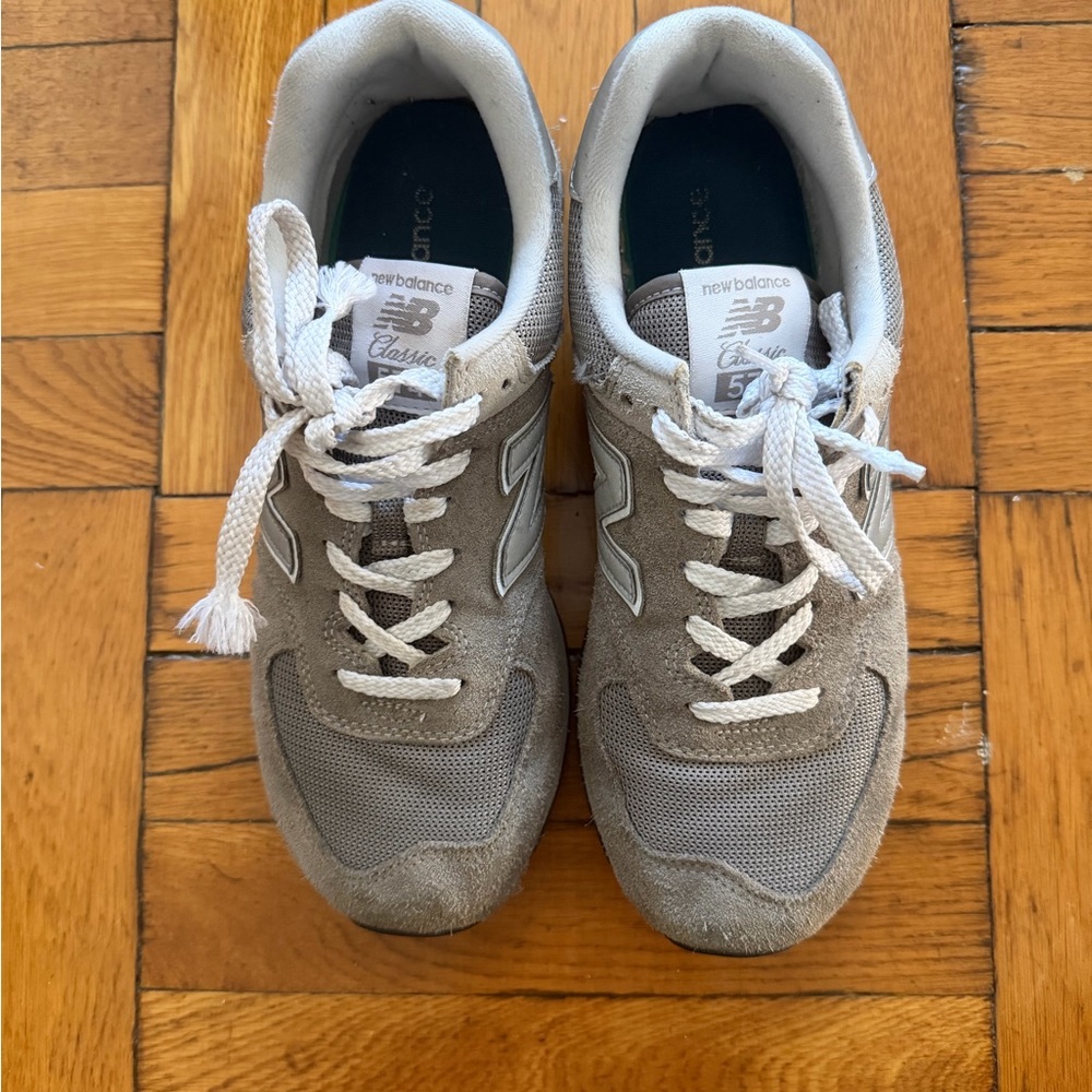 New Balance White and Blue Sneakers